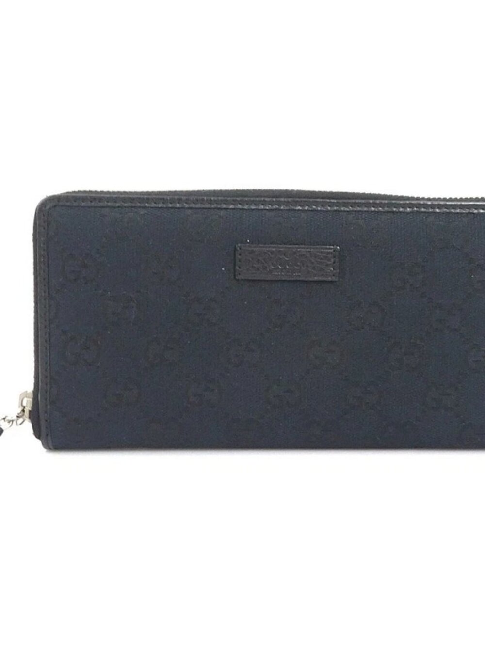 Auth GUCCI Zip Around Long Wallet Black GG Canvas/Silvertone